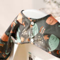 HappyFlute New One Piece Table Use Polyester Waterproof New Printed Snap Buttons Design Long Sleeve Mess Proof Baby Feeding Bibs. 