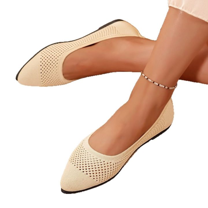 Women%20Lightweight%20Solid%20Knitted%20Shoes%20Women%20Pointed%20Toe%20Flats%20Breathable%20Mesh%20Casual%20Ballet%20Sneakers%20Slip%20on%20Ladies%20Loafers%20-%20Image%206