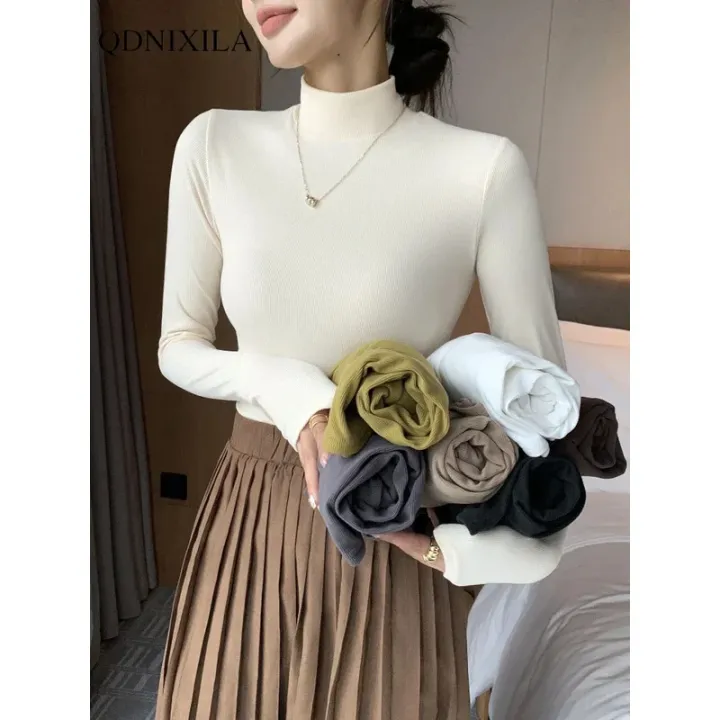 2025%20New%20Knitted%20Half-turtleneck%20Pullovers%20Women%20Bottom%20Shirts%20Sweater%20Jumper%20Elegant%20Korean%20Fashion%20Long-sleeved%20Tops%20Knitwear%20-%20Image%205