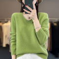 2024 100% Merino Pure Wool V-neck Autumn And Winter Pullover Sweater New Cashmere Sweater Women's Casual Knitted Top DMR201. 