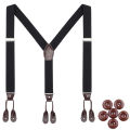 Vintage Suspenders Men Women Adult Leather Trimmed Button End Y Back Adjustable Elastic Trouser Braces Straps Belt Wedding Party.