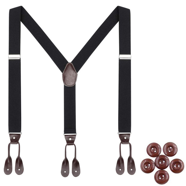 Vintage%20Suspenders%20Men%20Women%20Adult%20Leather%20Trimmed%20Button%20End%20Y%20Back%20Adjustable%20Elastic%20Trouser%20Braces%20Straps%20Belt%20Wedding%20Party%20-%20Image%207