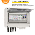 Solar photovoltaic PV Combiner Box With Lightning Protection 2 input 1 out DC 600V Fuse MCB SPD Waterproof Box IP65 Wholesale. 