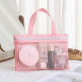 Pink Mesh Multi-Pocket Mini Makeup Bag Swimming Bag Portable Travel Storage Bag Portable Bath Bag Beach Bag One Pack.