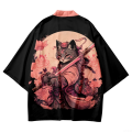 Japanese Cat Samurai Haori Kimono Cardigan Men Women Ukiyo-e Style Anime Cosplay Kimono Open Front Streetwear Harajuku Coat. 