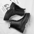 Couple's casual boots four season men's and women's high top leather boots fashion thick soled non slip plus size outdoor boots. 