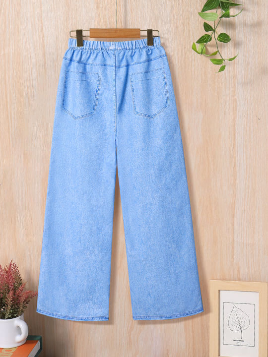 Children's%20fall%20fashion%20for%20girls%20and%20teenagers,%20imitation%20denim%20print,%20micro-elastic%20outdoor%20casual%20baggy%20straight-leg%20pants%20-%20Image%202