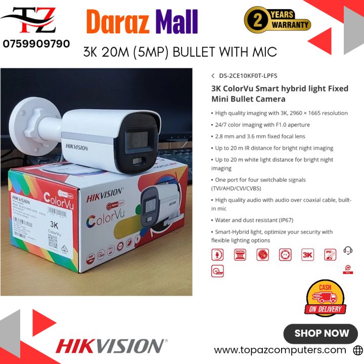 3K ColorVu Smart hybrid light Fixed Mini Bullet Camera