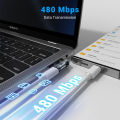 AUFU PD240W USB C to Type C OTG Adapter 540 Rotation 5A Fast Charge Cable Converter for iPhone 16 MacBook Laptop.