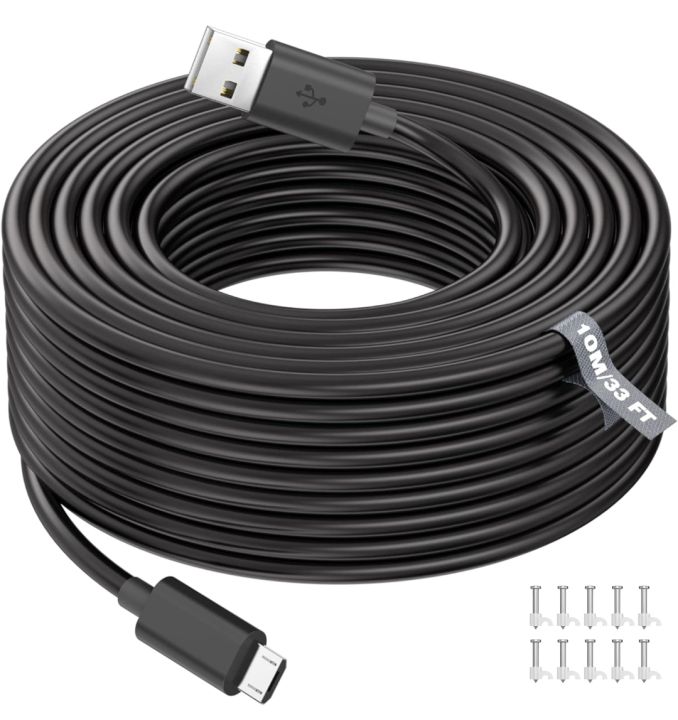 10M/33 FT Power Extension Cable for Blink Mini Blink100, MicroUSB