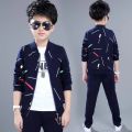 Boys winter children's casual zipper coat +trousers set. 