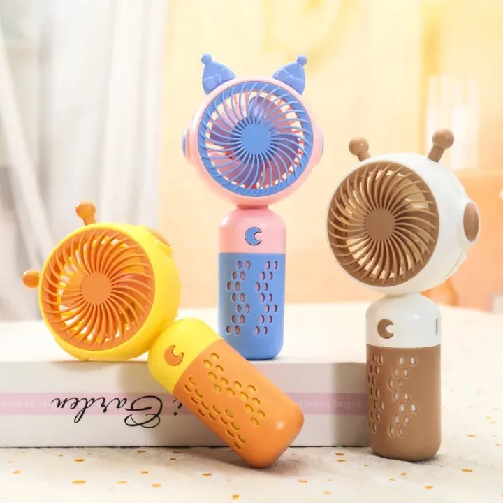 Cartoon Ear Mini Handheld Fan with Light – 3-Speed Summer Kids Electric ...