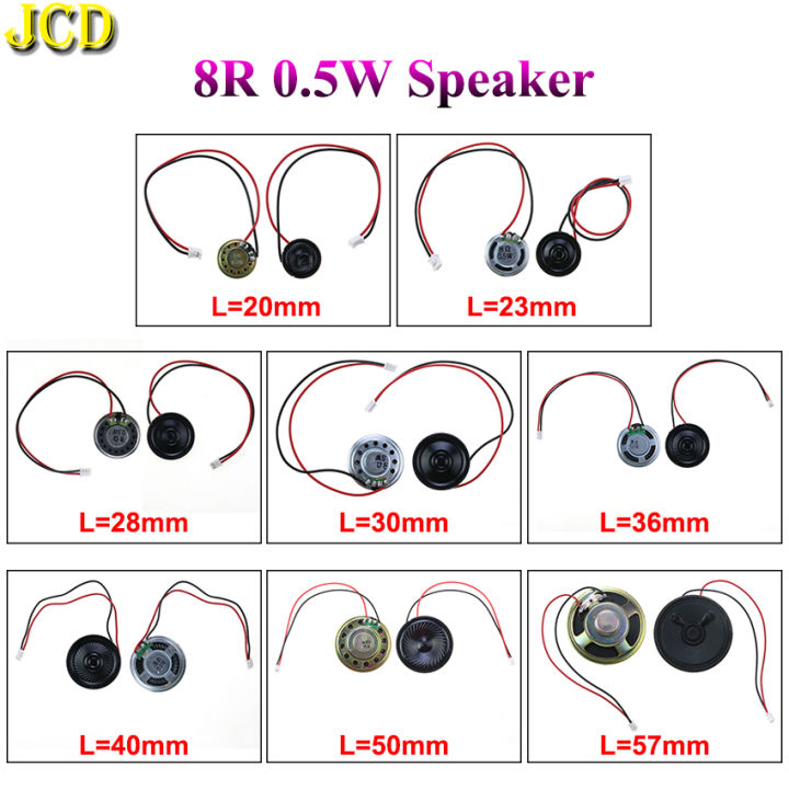 1X 8 Ohm 8R 0.5W Mini Ultra-thin Horn Speaker Diameter 20mm 23mm 28mm 30mm 36mm 40mm 50mm 57mm Loudspeaker W/ P2.0 Termina Wire