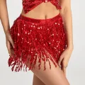 Latin Dance Skirts Performance Costume Shiny Sequin Clubwear Thailand Dancing Chains Belts Indian Hip Skirts Bling Skirts Sexy. 