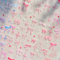 Thin and Tough Nails Sticker 3D Cute Pink Starry Sky Nail Art Stickers Long Bows Ribbon Self Adhesive Nail Decoration Decals DIY. 