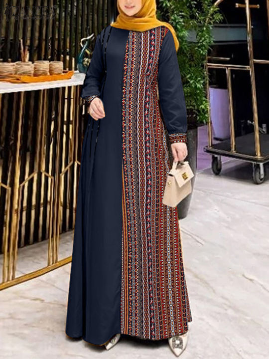ZANZEA%20Women%20Ethnic%20Printed%20Panels%20Maxi%20Dress%20Long%20Sleeve%20Hijab%20O%20Neck%20Muslim%20Islamic%20Patchwork%20Vestidos%20Loose%20Casual%20Abaya%20Robe%20-%20Image%202