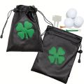 Four Leaf Clover Design Golf Valuables Pouch Golf Pouch Bag with Drawstrings Golf Tee Bag Pouch Golf Tee Pouch Golf Ball.