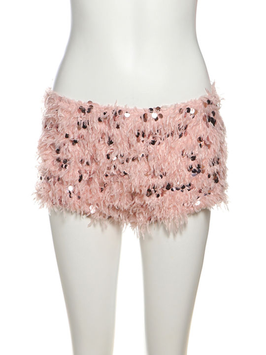 Nibber%20Chic%20Sweet%202Piece%20Set%20Women%20Backless%20Edible%20Tree%20Fungus%20Lace-Up%20Ruched%20Hollow%20Thin%20Tank%20Top+Furry%20Sequins%20Shorts%20Clubwear%20-%20Image%207