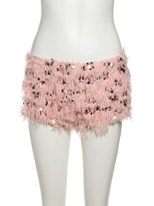 Nibber%20Chic%20Sweet%202Piece%20Set%20Women%20Backless%20Edible%20Tree%20Fungus%20Lace-Up%20Ruched%20Hollow%20Thin%20Tank%20Top+Furry%20Sequins%20Shorts%20Clubwear%20-%20Image%207