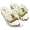 New Elegant Women Heeled Sandals with Bow Detail and Rhinestone Decoration - High-Quality Fashion Footwear. 