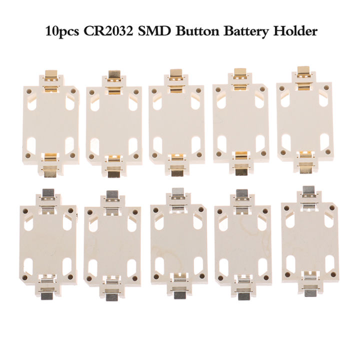 10Pcs White Housing Gold-Plated Tin-Plated Button Battery Holder For CR2032 Cr2025 Bs-6 SMD Socket Cases