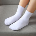 5-Pack Kids Socks Cotton Blend,Crew Socks for Boys and Girls, Comfy Breathable, Solid Color, School White Children Socks. 