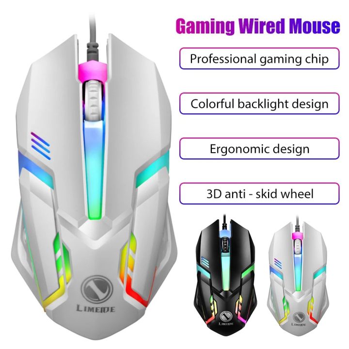【Thriving】 Limei S1 E Sports LED Luminous Backlit Wired Mouse USB Wired For Desktop Mute Office Computer Gaming Mouse