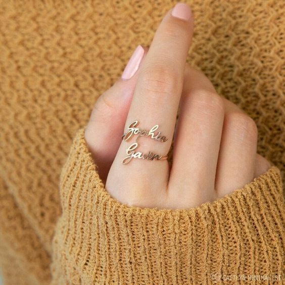 Personalized Name Ring Custom Ring Ring With Name Customized Single/Double Name Rings for Women