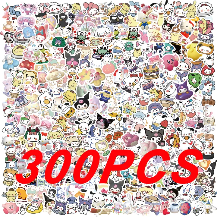 100/200/300Pcs Kawaii Sanrio Kuromi Melody Hello Kitty Stickers Laptop ...