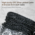 KBEAR AUX08 Plus 8 Core OFC Silver-plated Hi-Fi AUX Cable 1.4m/2m 3.5MM/2.5MM/4.4MM Earphones Headphones Headset AUX Cable. 