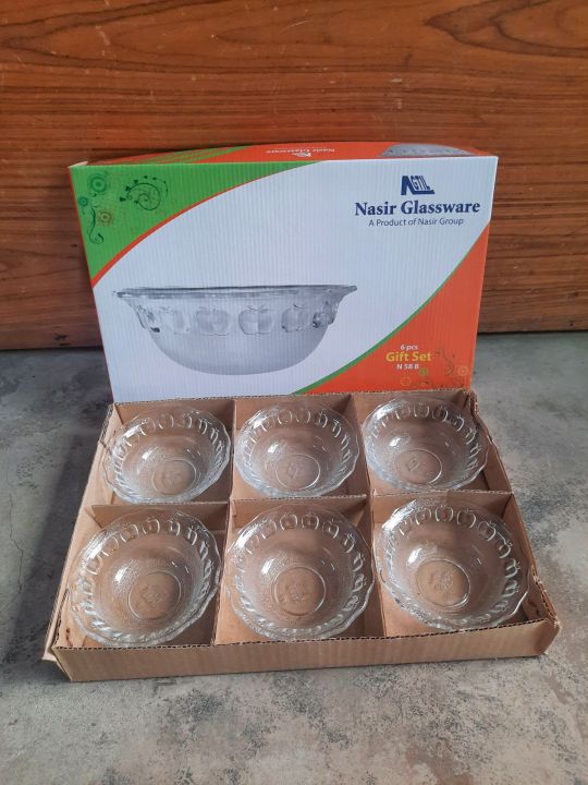 Crystal Glass Firni Set, Gift Set, Transparent Glass Firni Bati Set, Bati Set, Snack Bowl Set, Soup Set, Firni Bati Set Very good quality- ( Pack of 6 PIECE SET )