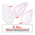 QJH Fashion Clear Metric Sewing Ruler Set, French Curve Pattern Making Ruler Kit for Beginners Tailors Designers (3-Piece Set). 