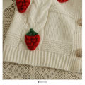 Strawberry Cardigan Sweater Chunky Knit Button Front Cute Strawberry Soft Sweet Sweaters Jacket Teen-girl Women Fairycore Outfit. 