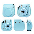 For Film Camera Bag for Instax Mini 11 9 8 Camera Case PU Leather Soft Silicone Cover Bag with Shoulder Strap.