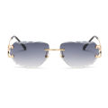 Retro Sunglasses For Men And Women High-End Frameless Fashion UV400 Irregular Cut Lenses Women Sun Glasses. 