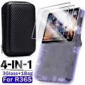 4 IN 1 Storage Case Game Console Travel Carrying Bag Screen Protectors Tempered Glass Film for R36S R36MAX K36 Accessories. 