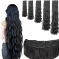 14-40 Inch Long Curly Hair Synthetic Wig Extension Clip Hair Big Wave 5 Clips Invisible Seamless Heat-Resistant Women's. 