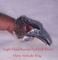 Boys Attitude Eagle Head korean Red eye metal Ring. 