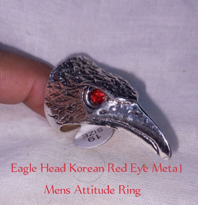 Boys Attitude Eagle Head korean Red eye metal Ring