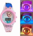 Frozen cartoon Gift Watch and Toy. Very Exciting and Useful Gift. Made from high quality material, Soft and comfortable. it will help kids describe time from a variety of angles and learn how to read time, develop good habits for kids. Led Light makes tim. 