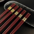 5/10 Pairs Red Chinese Chopsticks Reusable Square Food Chopsitcks Light Luxury Alloy Chopsticks Hotel Restaurant Alloy Tableware. 