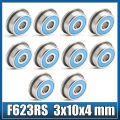 F623RS Bearing 3*10*4 mm ABEC-7 10 Pcs, F623-2RS Flange Ball Bearings For VORON 0 Motion, Use In A/B Drive Units Idlers XY Joint. 