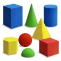 Educational Solids 6 Piece Wooden Geometric Shapes. 