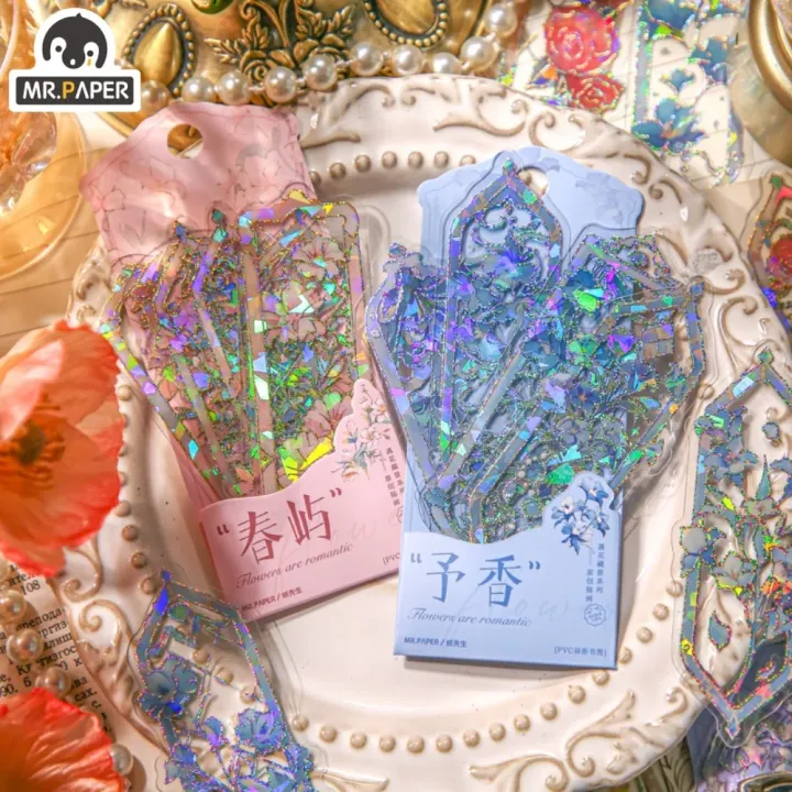 Mr. Paper Retro Flower Special-shaped Frame Bookmark Relief Gilding Student Reading Book Marks Teacher Supplies 10pcs/pack