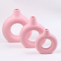Donut Plastic Vase White Black Pink Cute Round Vase Flowerpot Ornaments for Living Room Dining Table Office Home Decor.