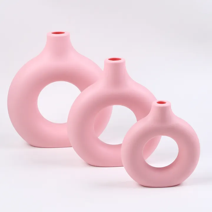 Donut%20Plastic%20Vase%20White%20Black%20Pink%20Cute%20Round%20Vase%20Flowerpot%20Ornaments%20for%20Living%20Room%20Dining%20Table%20Office%20Home%20Decor%20-%20Image%204