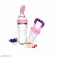 2 Pes Baby Fruit Feeder Squeeze Feesing Bottle Set Silicone Teething Pacifier Kids Training Food Dispensing Spoon Feeder. 