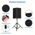 1pcs Durable All-Weather Speaker Cover - Waterproof, Dustproof & Sun-Resistant Polyester for Indoor/Outdoor Use, Black. 