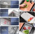 All In One Kitchen Sink 304 Grade Stainless Steel Multipurpose Multifunction 3 Mode Tap with Pullout Feature Cup Washer Single Bowl with RO water tab (27" x 18" x 9"). 