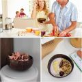 Polished Coconut Bowls and Wooden Spoon Sets Natural Coconut Salad Smoothie Bowls for Kitchen Women Decoration.